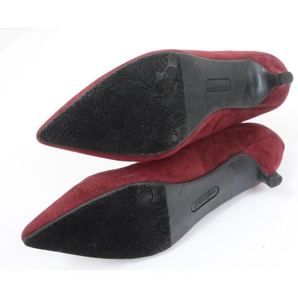 Comfortview Women's 9M Burgundy Lace Up Kitten Heel Pointy Toe Pumps Whimsigoth - Picture 8 of 10